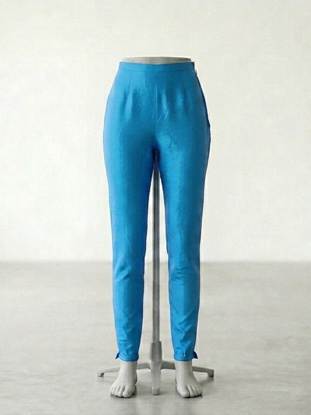 Vintage Slim High-Waist Pants - Blue